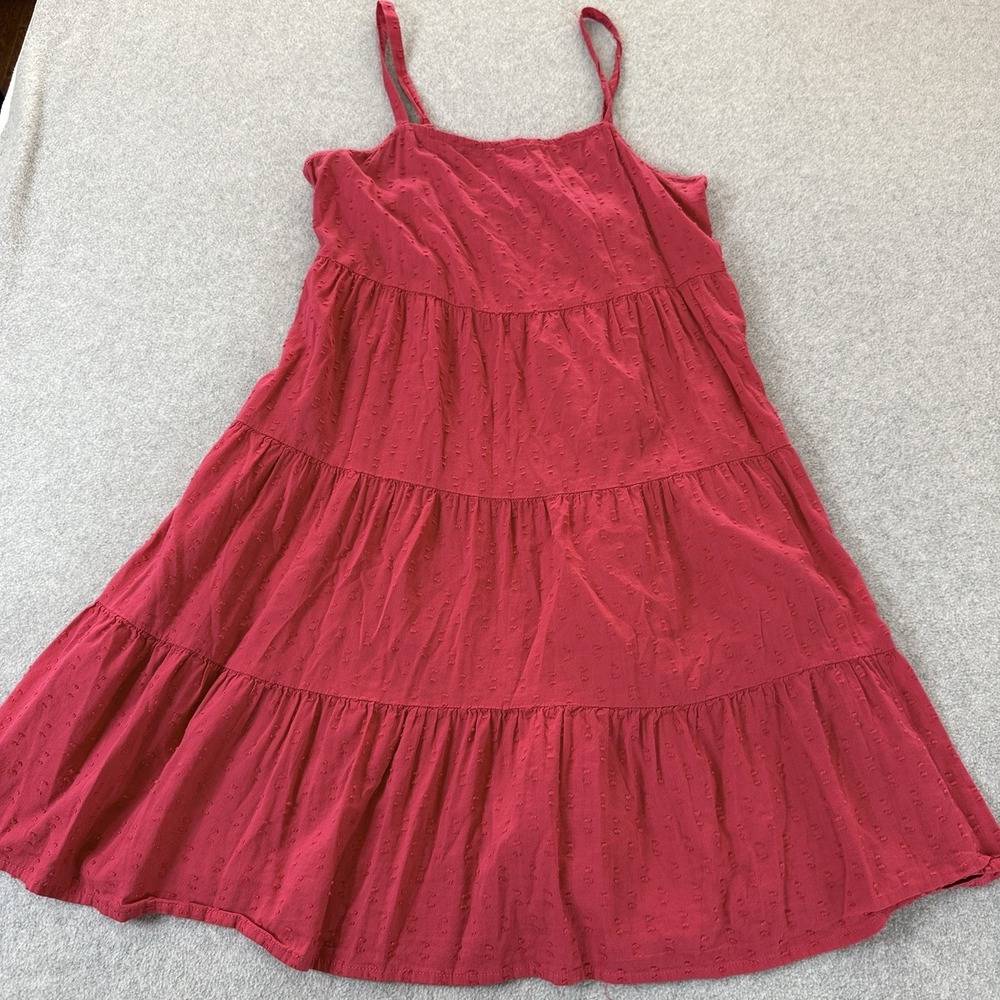 Old Navy Tiered Swing Dress Womens Small Pink Swiss Dot Sleeveless Strappy Boho